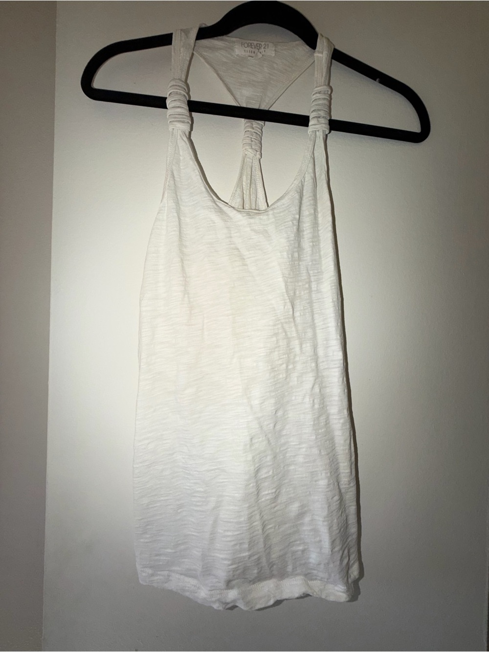 Forever 21 White Knotted Racerback Tank Top - Size Medium